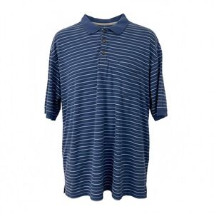 Duluth Trading Shirt Size 3XL Mens Blue Striped Polo Standard Fit Pocket Cotton